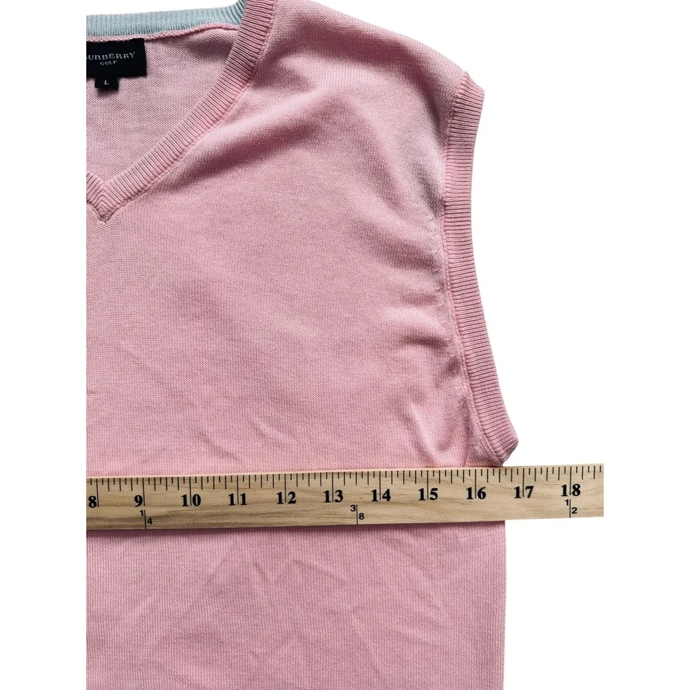 Preppy Vintage Burberry Golf Pink Cotton Sweater Vest V Neck Large